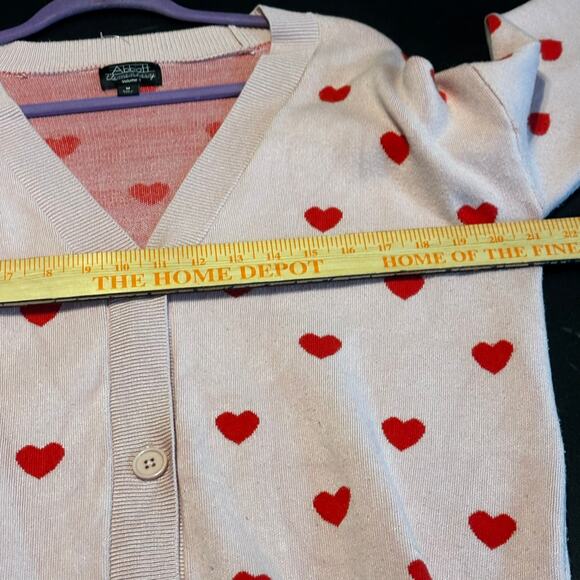 Abbott Elementary Pink Red Heart Cardigan Sweater Women’s Size M - Picture 7 of 8